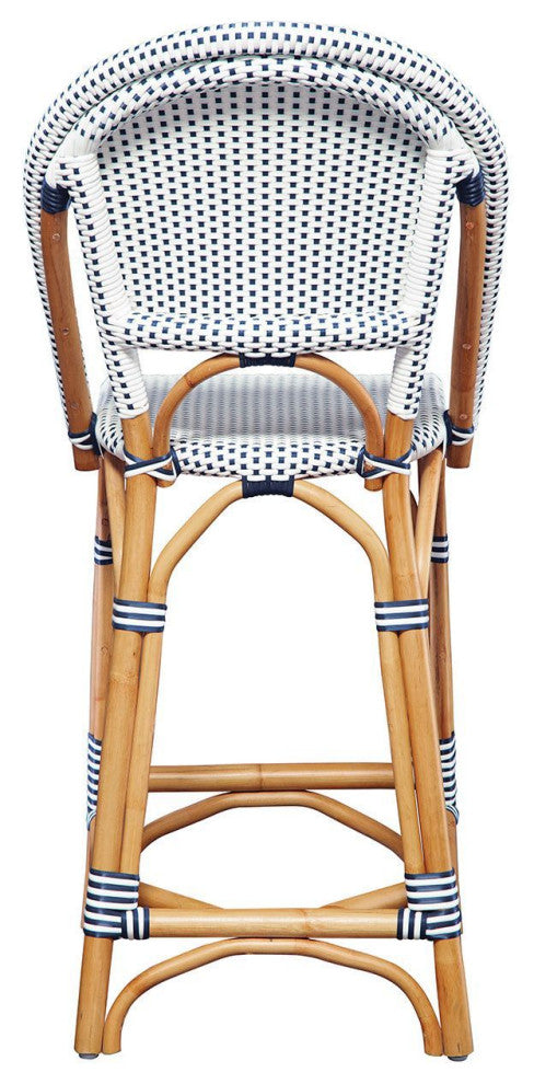 Leroy Woven Counter Stool, Navy/ White