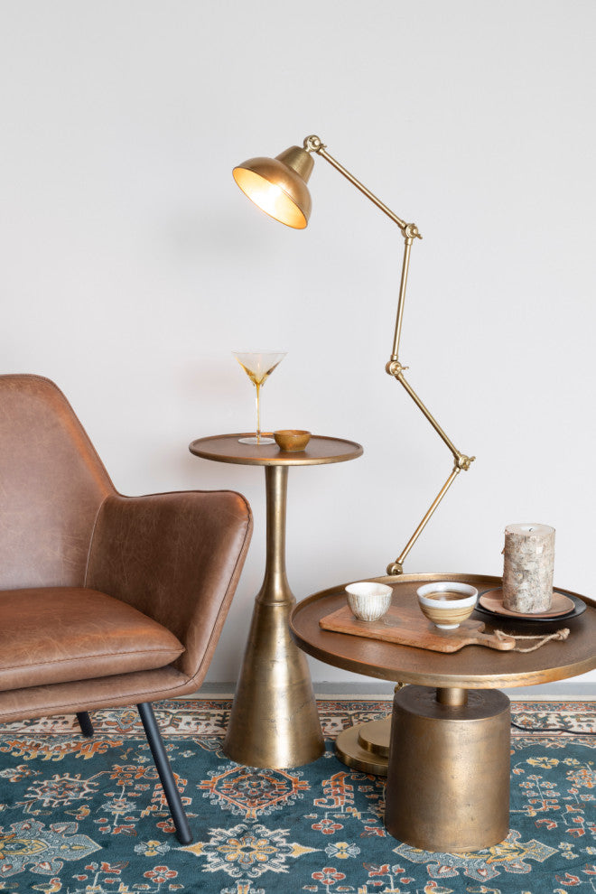 Antique Gold Pedestal Coffee Table | DF Mason