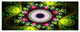 Green on Black Pattern with Circles, Abstract Canvas Print, 70"x28", 6 Panels
