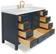 ARIEL Cambridge 49" Oval Sink Blue Bathroom Vanity Quartz Top, No Mirror