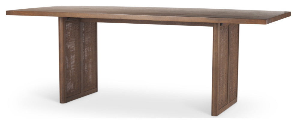 Grier 84L Medium Brown Wood With Cane Dining Table