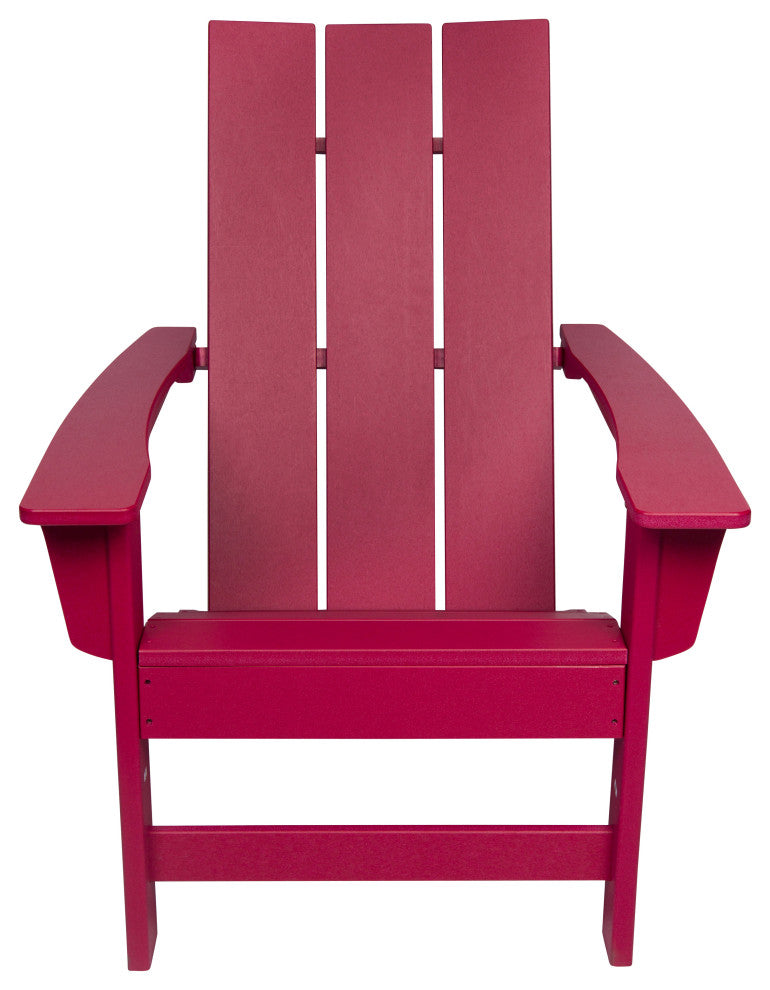 Shoreside Modern Outdoor Patio Adirondack Chair, Red
