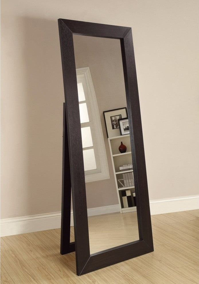 Benzara BM159251 Sophisticated Floor Mirror With Wooden Frame, Brown