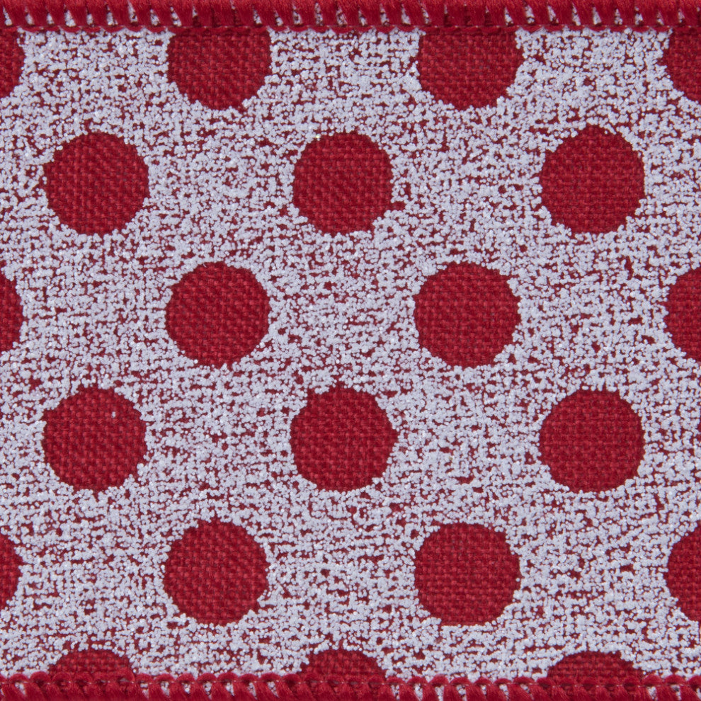 Vickerman Q201621 2.5"X10 Yard Red Dots Pattern Christmas Ribbon