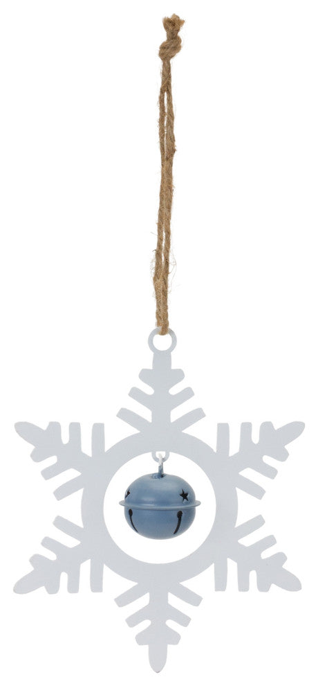 Metal Snowflake With Bell Ornament, Set of 12