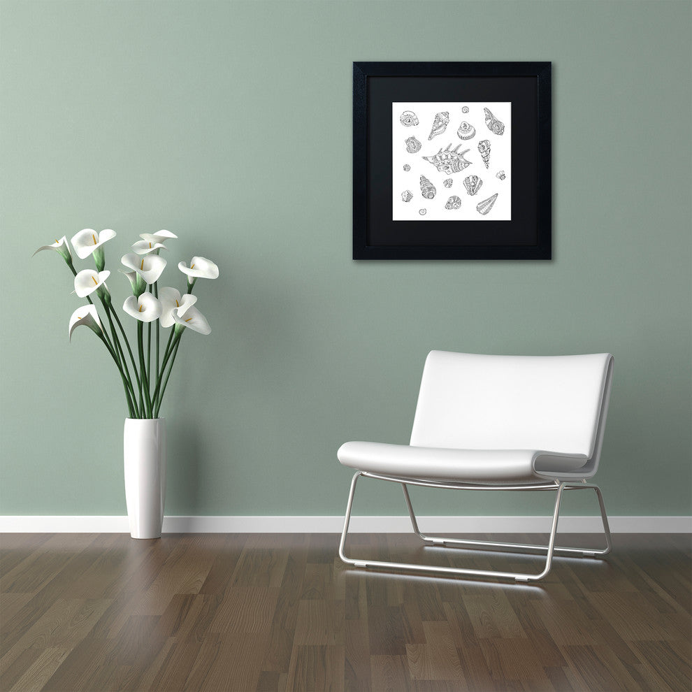 Filippo Cardu 'Shells' Art, Black Frame, Black Mat, 11x11