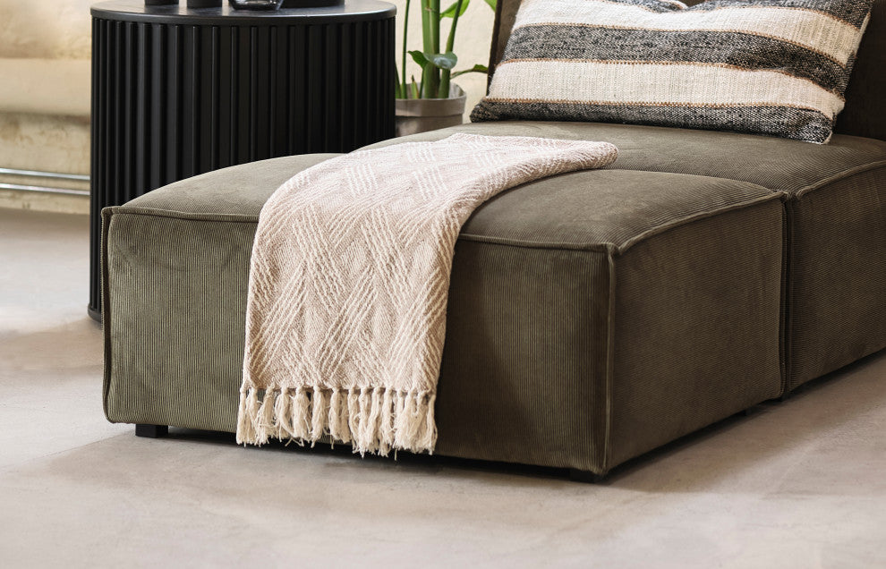 Burt Modular Ottoman, Olive Green Corduroy