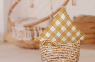 Gingham Plaid Accent Pillow With Removable Insert, Golden Mustard, 18"x18"