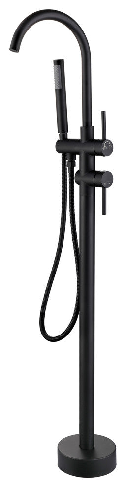Freestanding Double Handle Clawfoot Tub Faucet, Matte Black