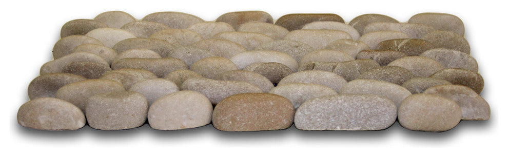 Java Tan Pebble Tile, Natural Finish, Hand-Sorted, Mesh Backing for Walls