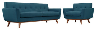 Modern Contemporary Armchair and Sofa, 2-Piece Set, Azure