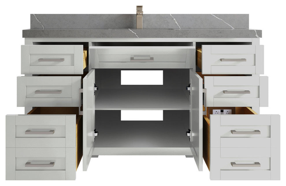 Cambridge 60 Single Bathroom Vanity in Coventry Gray 2" Piatra Gray