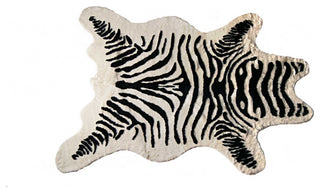 63"x90" Zebra Black and White Print Area Rug
