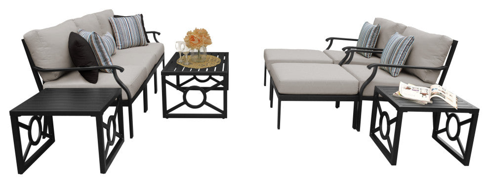 kathy ireland Madison Ave. 10 Piece Aluminum Patio Furniture Set 10c, Truffle