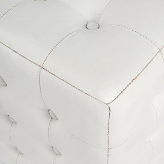Butler Leon Leather Ottoman, White