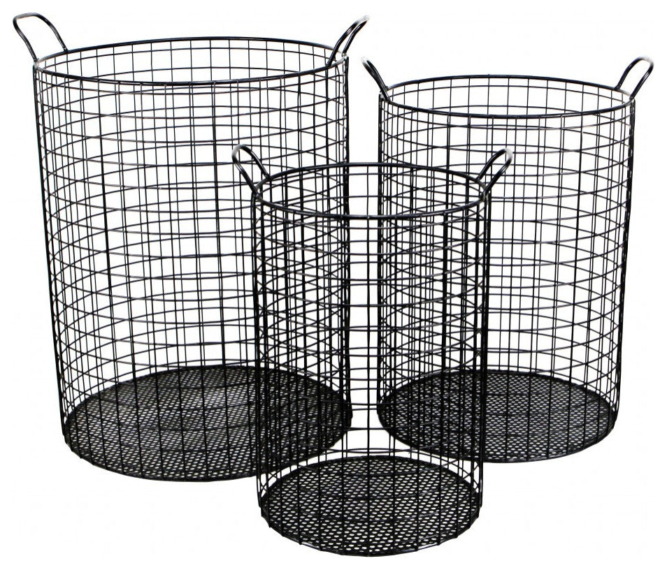 Set of Three Metal Wire Storage Baskets