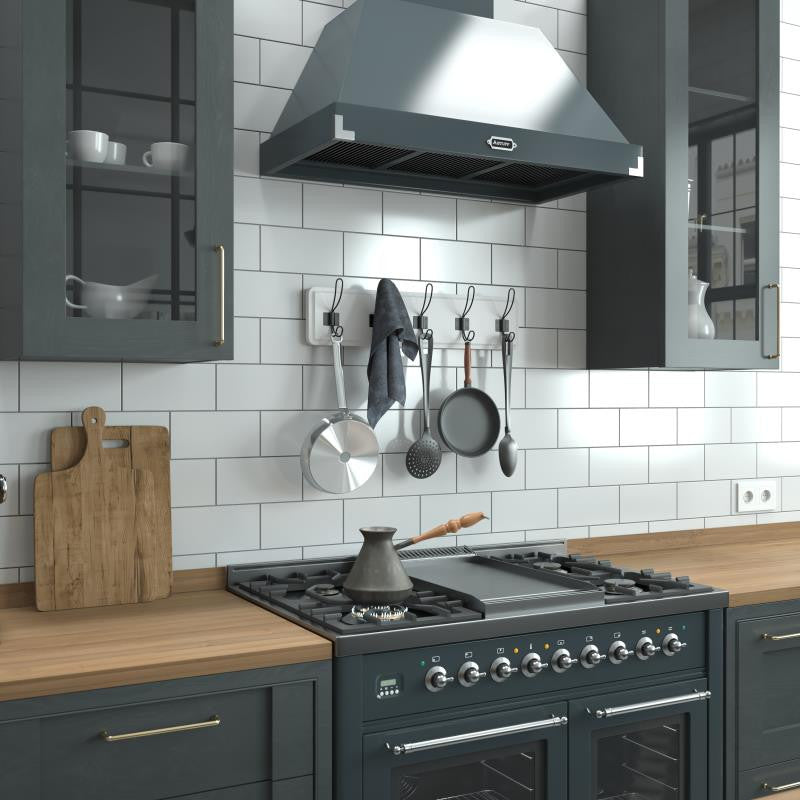 24 Inch Wall Mounted Solid Wood Storage Rack with 5 Hanging Hooks, White