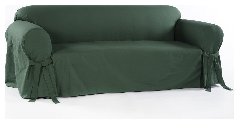 Classic Slipcovers Cotton Duck 1-Piece Sofa Slipcover, Hunter