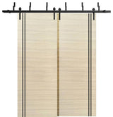 Barn Bypass Doors 84 x 80 | Planum 0016 Natural Veneer with  | Sturdy 8ft