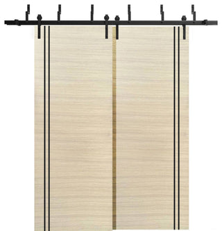 Barn Bypass Doors 84 x 80 | Planum 0016 Natural Veneer with  | Sturdy 8ft