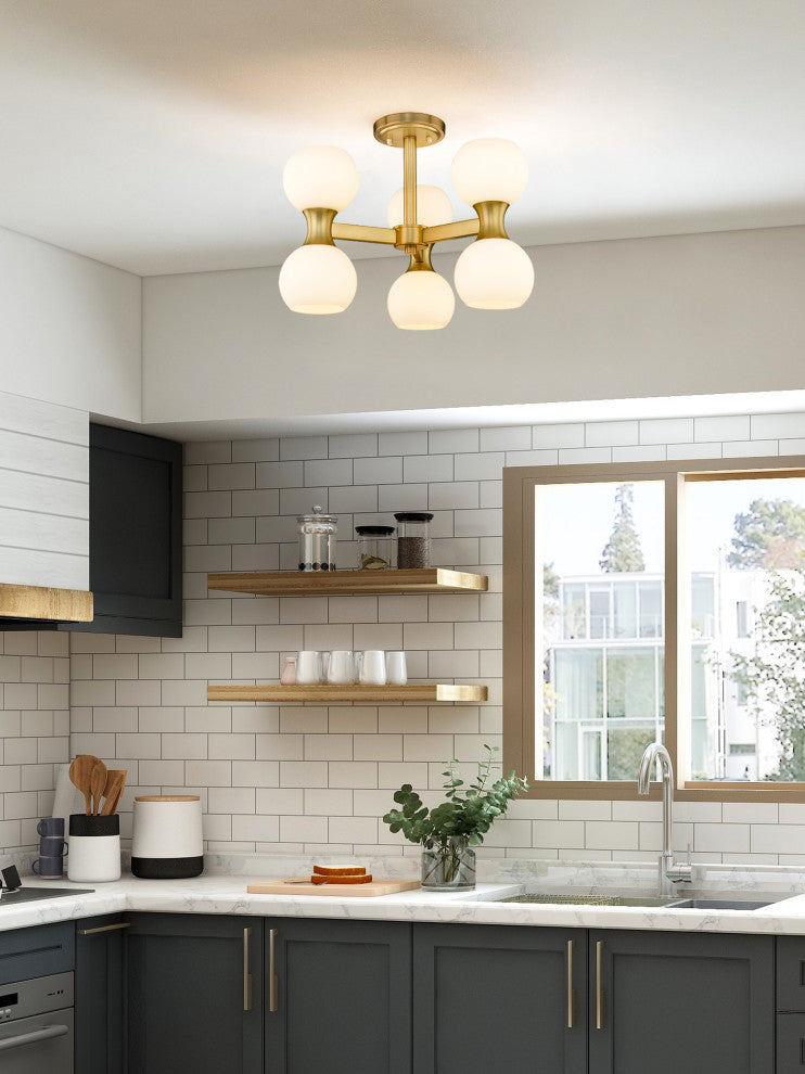 Z-LITE 6-Light Semi Flush, Modern Gold