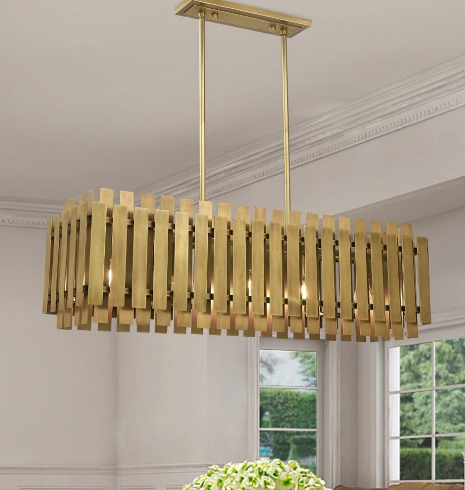 Livex Greenwich 5 Light 42" Linear Light, Natural Brass