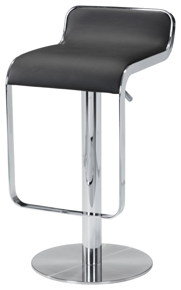 Bar Stool Chair Barstool, Faux Vinyl Leather, Steel, Black, Chrome, Cafe Bistro