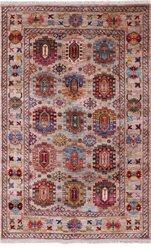 Fine Turkmen Ersari Hand Knotted Rug 4' 1" X 6' 3" - Q12782