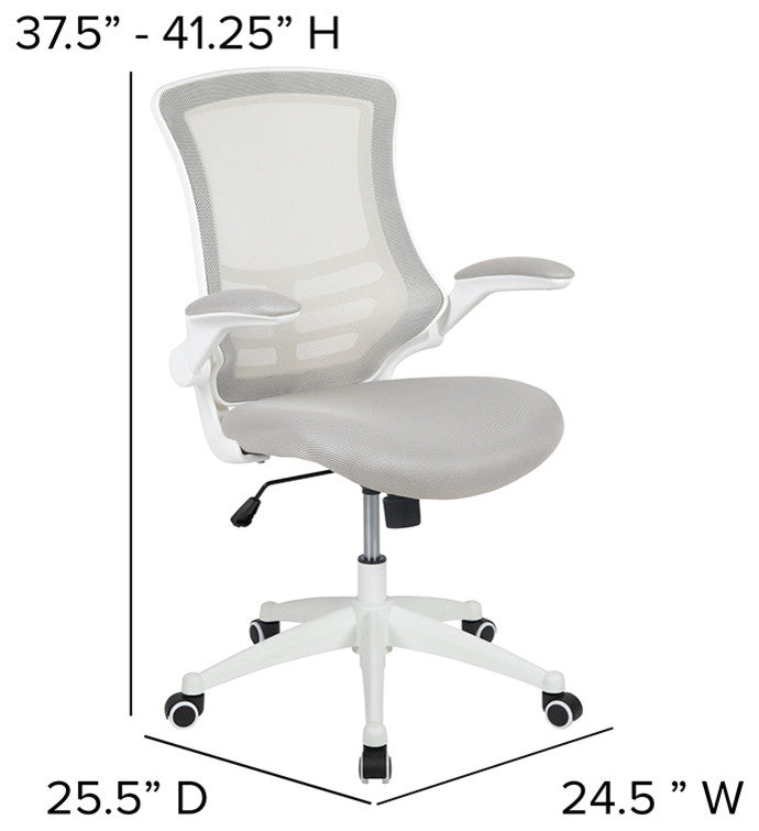 Mid-Back Mesh Swivel Ergonomic Task Office Chair, Light Gray/White