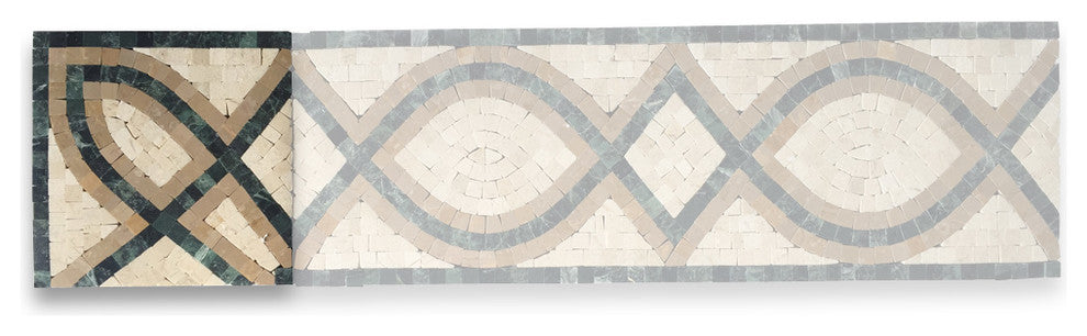 Marble Mosaic Border Decorative Tile Romanze Gold 5.9x5.9 Polished, 1 piece