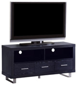 Benzara BM156142 Black Contemporary TV Console with Shelves and Drawers