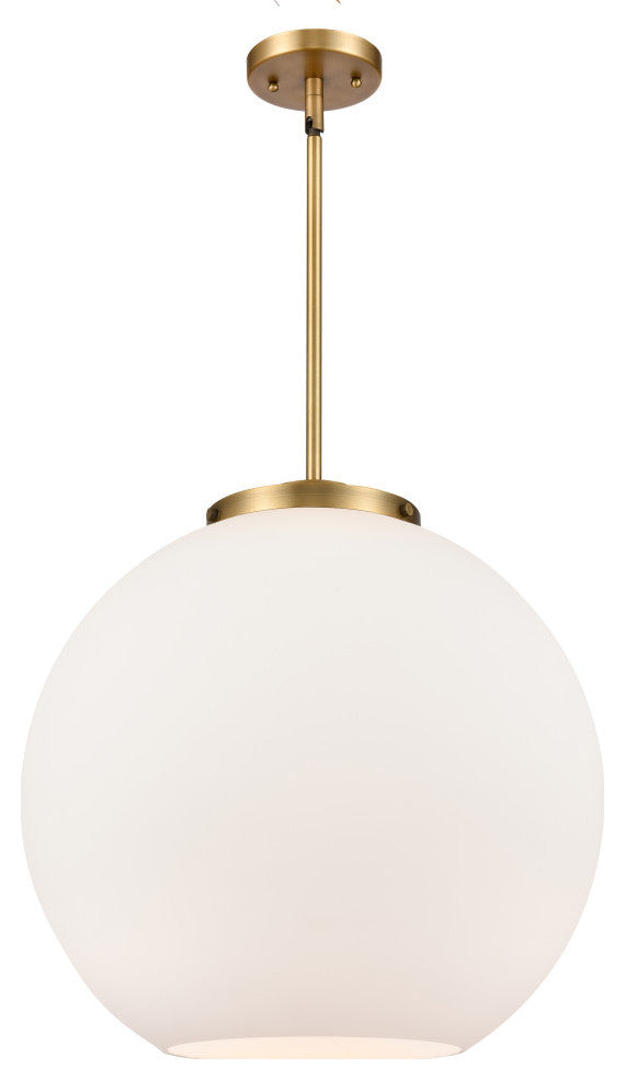 Athens Pendant, Brushed Brass, Matte White, Matte White