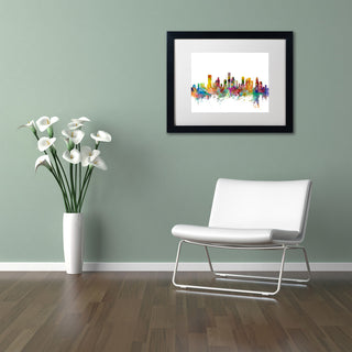 "Houston, Texas Skyline" Matted Framed Canvas Art by Michael Tompsett