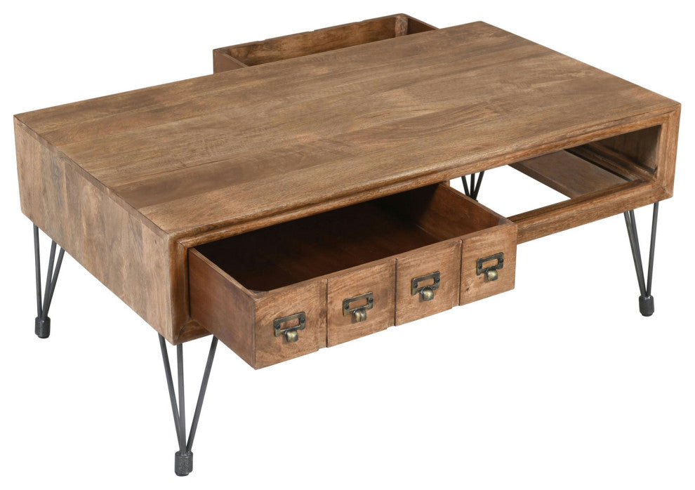 American Vintage Coffee Table with Apothecary Drawers