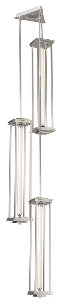 Athena Triple Tall LED Lantern Sterling Clear Glass