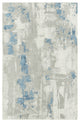 4' X 6' Ivory Gray And Blue Abstract Stain Resistant Area Rug