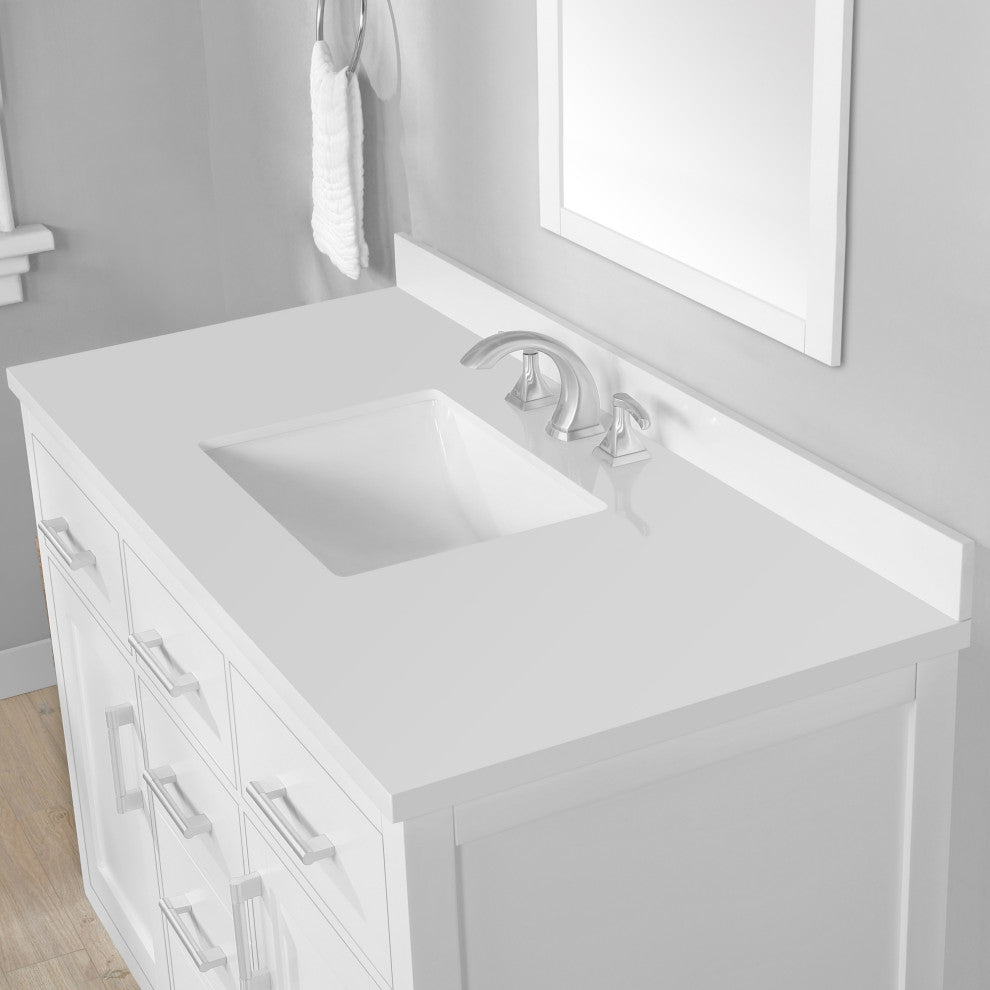 Ove Decors Bailey 48" Single Sink Vanity, White and Nickel Hardware