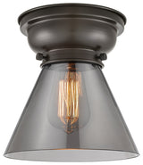 Large Cone 1-Light Flush Mount, Oil Rubbed Bronze, Plated Smoke