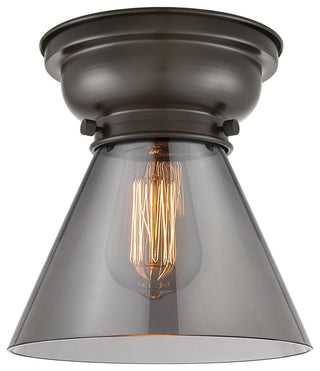 Large Cone 1-Light Flush Mount, Oil Rubbed Bronze, Plated Smoke