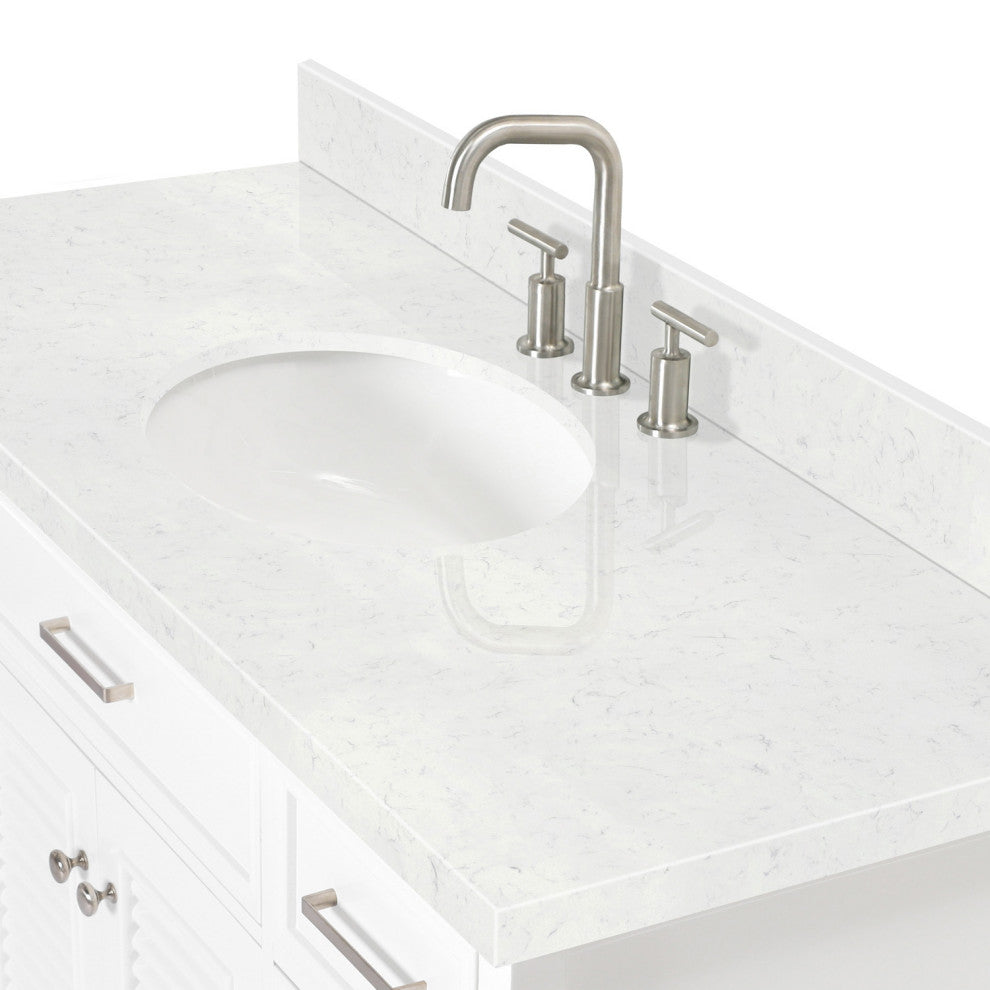 Ariel Kensington 54" Single Oval Sink Bathroom Vanity, Carrara Quartz