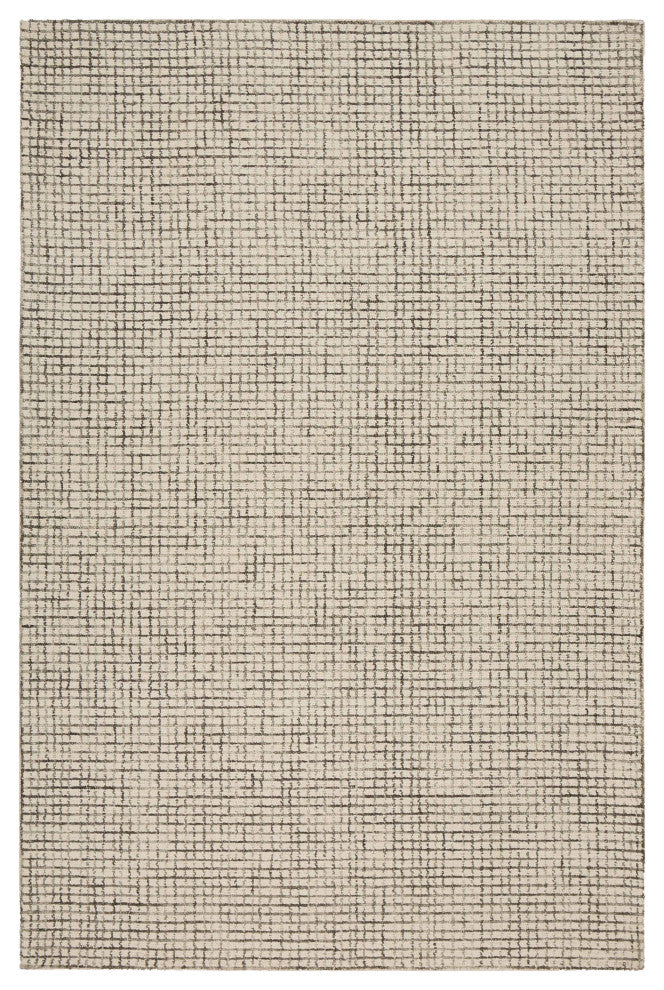 9??x 12??Tan and Ivory Grid Area Rug