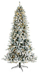 8' Flocked Livingston Fir Christmas Tree With Pine Cones & 500 Clear LED Lights
