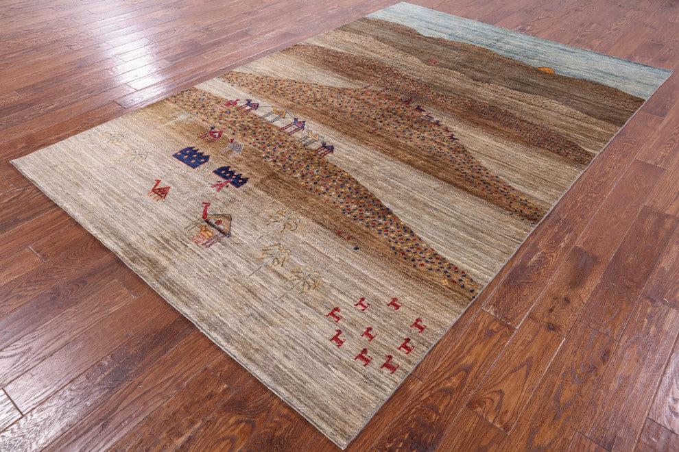 6' 5" X 9' 8" Persian Gabbeh Tribal Handmade Rug Q7933