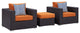 Espresso Orange Convene 3-Piece Outdoor Patio Sofa Set