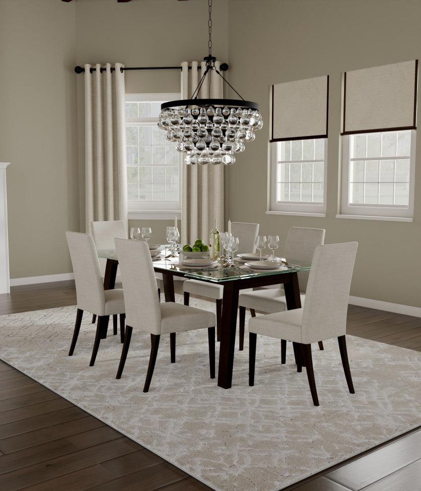 Orin R3047 Modern/Industrial/Luxury & Glam Area Rug, Beige/Silver, 12'x18'