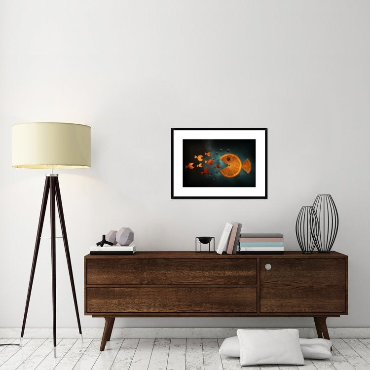 "Orange Fish" Framed Digital Print by Aida Ianeva, 32x24"