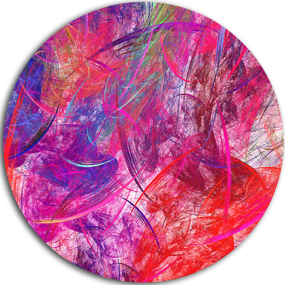Red Swirling Clouds, Abstract Digital Art Disc Metal Artwork, 23"