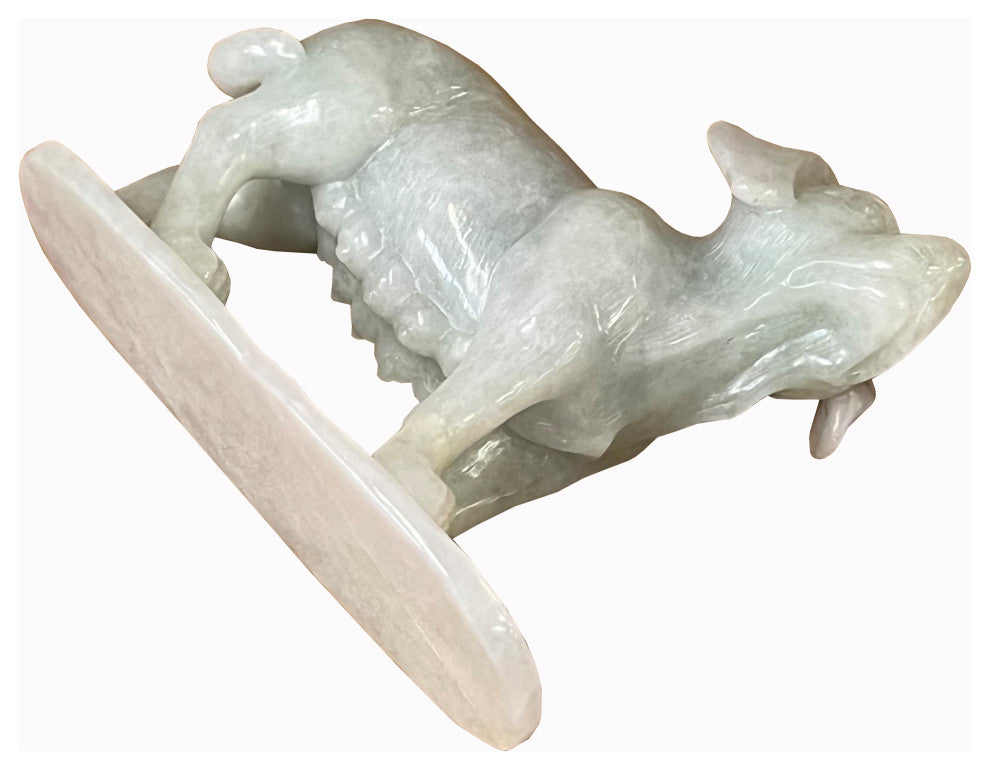 Chinese White Jade Color Stone Puppy Dog Display Figure Hws2389