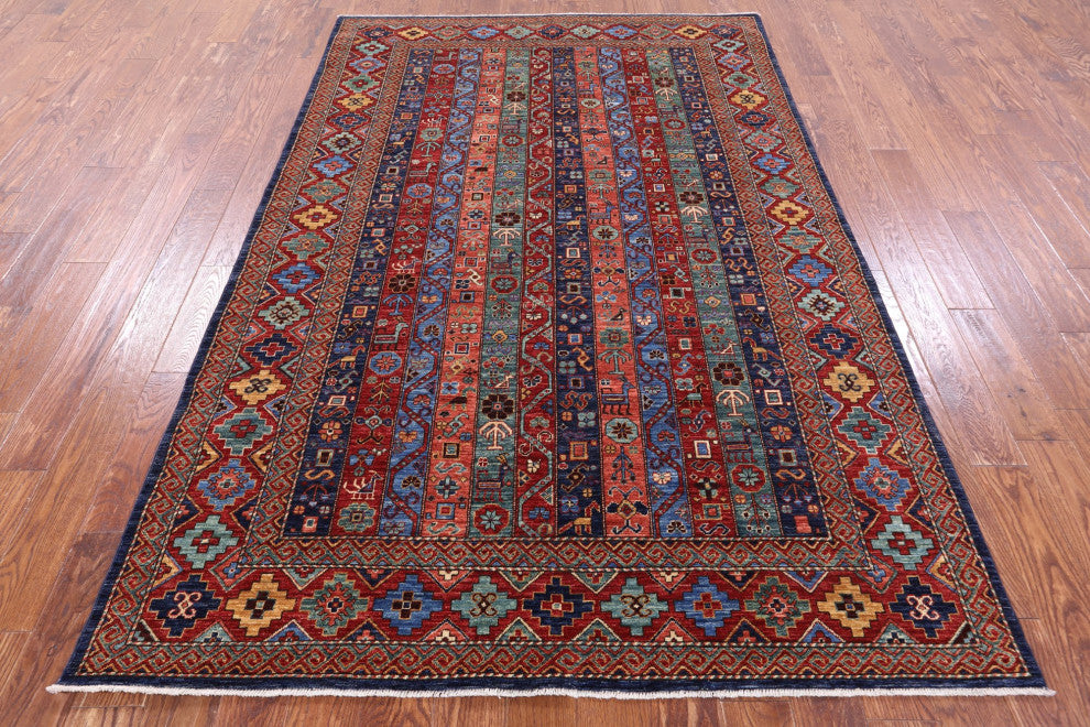 5' 10" X 8' 9" Tribal Persian Gabbeh Shall Hand Knotted Wool Rug Q11153
