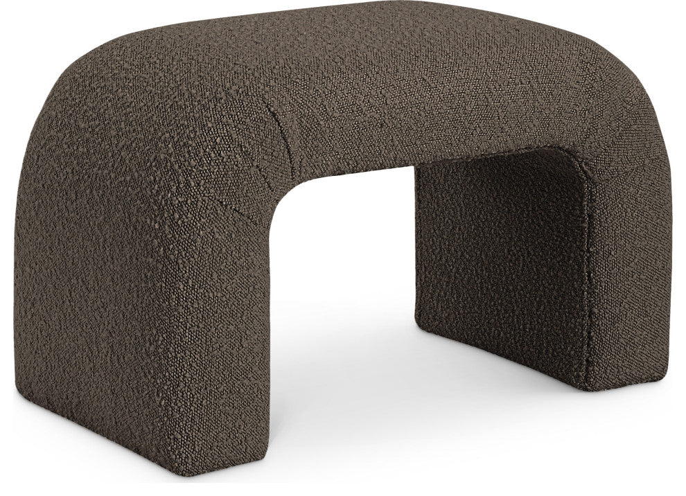 Niagara Boucle Fabric Upholstered Bench, Brown, 28" Wide